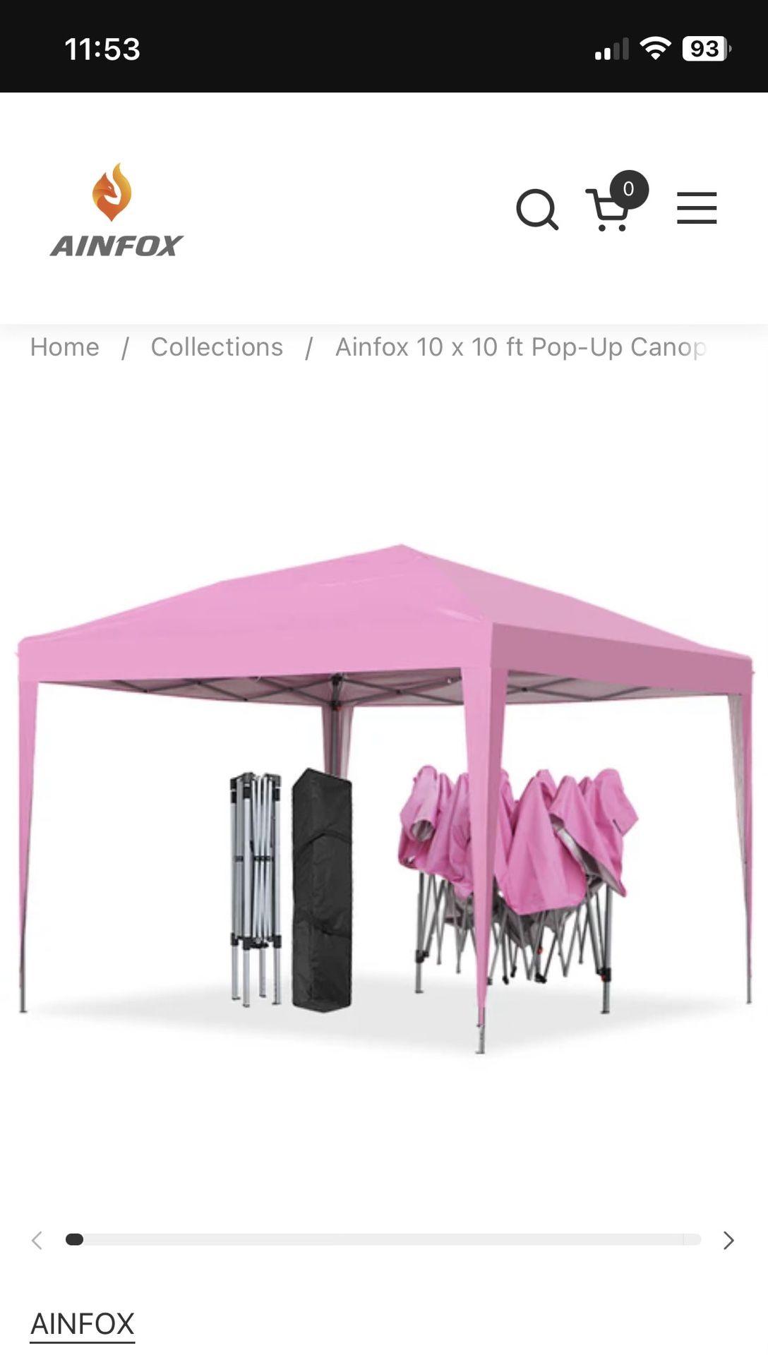 AINFOX 10X20FT PINK CANOPY TENT