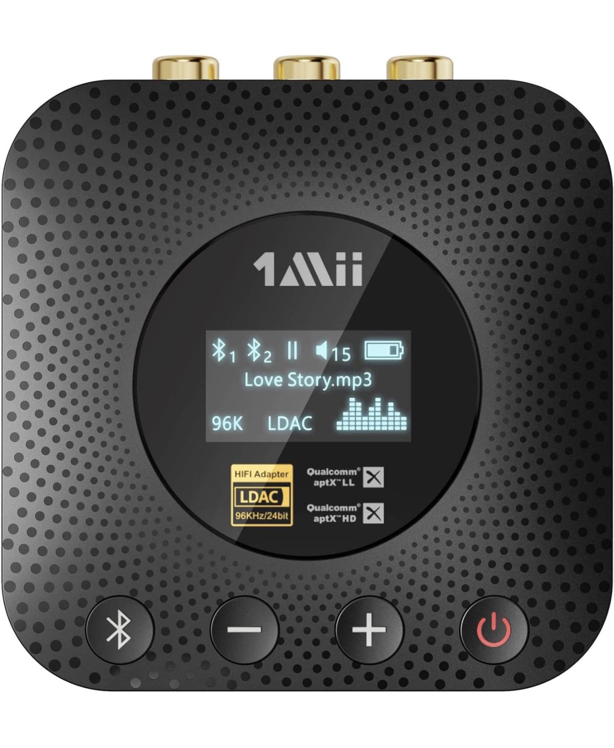 1Mii B06HD+ Hi-Res Bluetooth 5.1 Music Receiver for Home Stereo w/LDAC, Hi-Fi Bluetooth Adapter w/Audiophile DAC aptX HD Volume Control OLED Display,