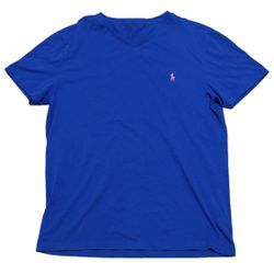 Polo Ralph Lauren T Shirt Men’s M Blue Pink Pony V Neck Short Sleeve Casual Tee