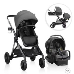 Evenflo Pivot Xpand Double Stroller + Infant Car Seat & Base
