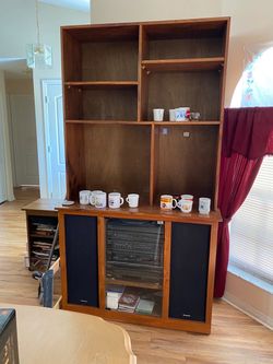 Wood Entertainment Center with Built-In Speakers