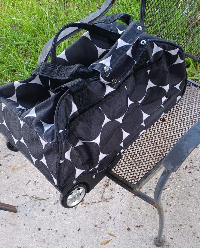 Rolling Duffel Bag, Thirty One, Black And White