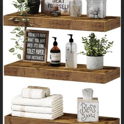 Wood floating shelves