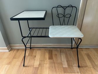 Mid-Century Vintage Telephone Table With Seat