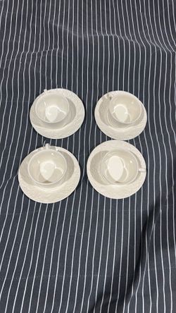 Mikasa English Countryside White Coffee Tea Cups Saucers
