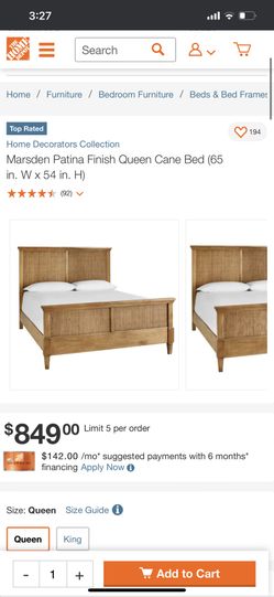 Marsden patina finish king cane bed deals