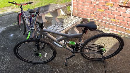 Gray and Green Mountain Bike