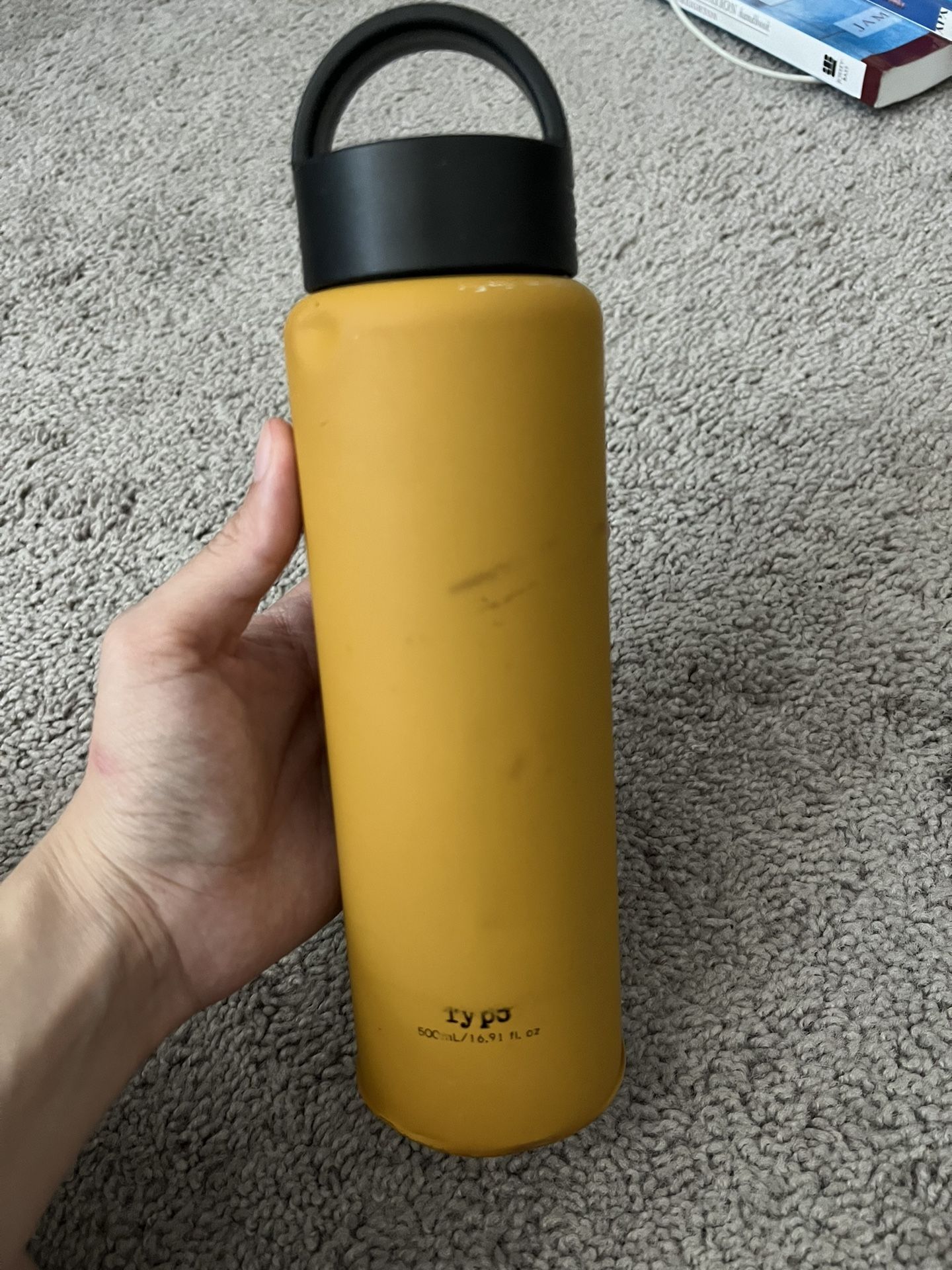 Yellow Typo Water Bottle