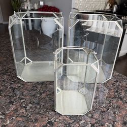 GLASS LANTERNS SET GLASS TERRARIUMS SET OF 3