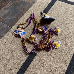 3  New  Lakers Sports Beads W/lakers Key Ring Never Used. 