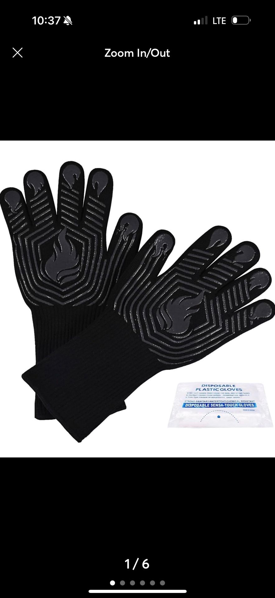 BBQ Gloves, 1472°F Heat Resistant Fireproof Mitts, Silicone Non-Slip Washable Ov