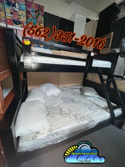 Twin full black bunk bed with mattresses colchones camas nuevas