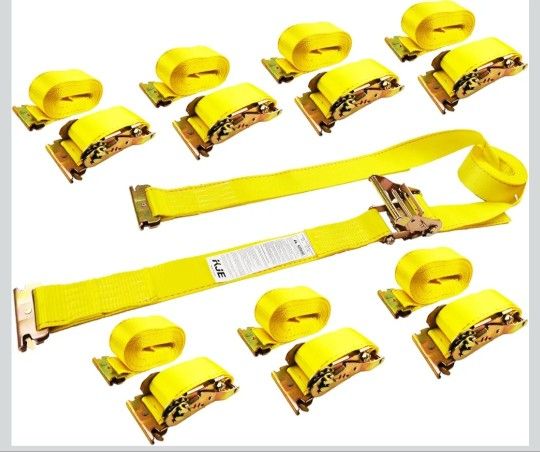 8 Pack E-Track Ratchet Straps, Heavy Duty 2"x20' Cargo Tie-Downs