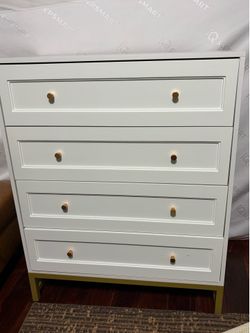 White Dresser with Gold Accents