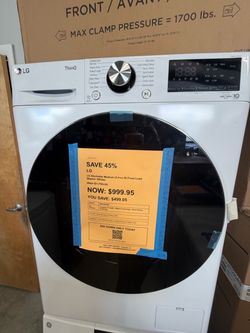 LG ThinQ Front Load Washer and dryer 24” wide apartment size White all in one