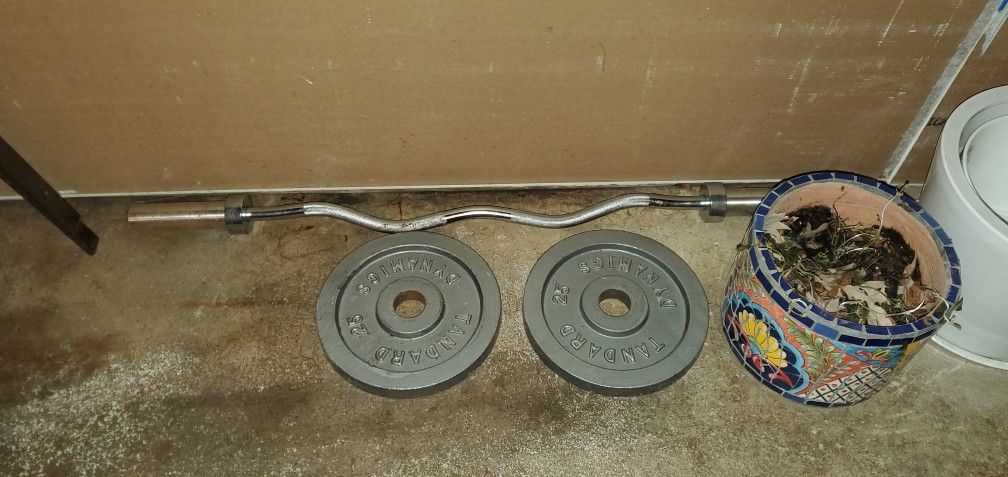 Olympic Exercise Plates And Barbell 25lbs