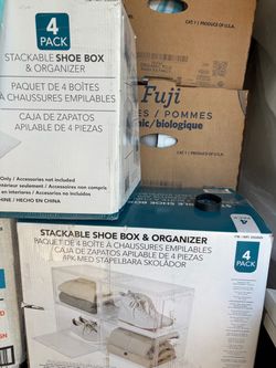 Stackable Shoe Box & Organizer 4-Pack