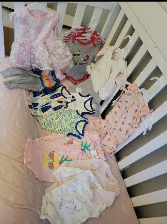 Lot 17 Girls Baby Clothes Carter's Gap Sets, Bodysuit - NEW w/ TAGS Size NB,0-3 Months