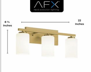AFX LEOV2209MBLB Leo 22 inch Vanity Light | Requires 3 E26 A19 Bulbs | 60 Watts Max Per Bulb | Damp Rated Bathroom Wall Light | Modern Bathroom Mirror