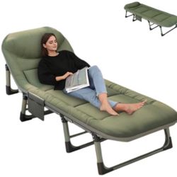 Folding Bed Cot with 2 in. Mattress, 75 in. x 22in. Folding Camping Cots with Carry Bag, Folding Sleeping Cot Guest Bed