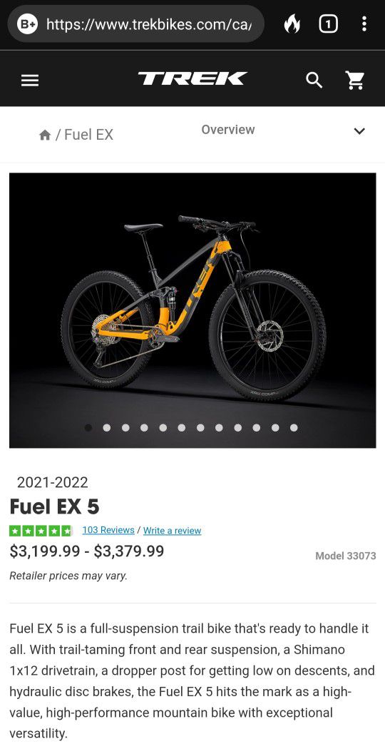 Trek Fuel Ex 5, Mountain Bike. Full Suspension.