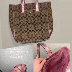 Pink And Brown Coach Purse