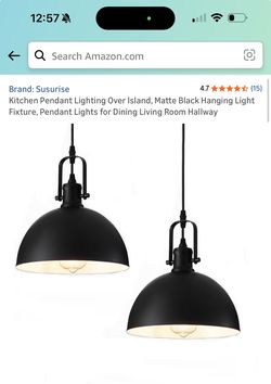 Kitchen Pendant Lighting Over Island, Matte Black Hanging Light Fixture, Pendant Lights for Dining Living Room Hallway