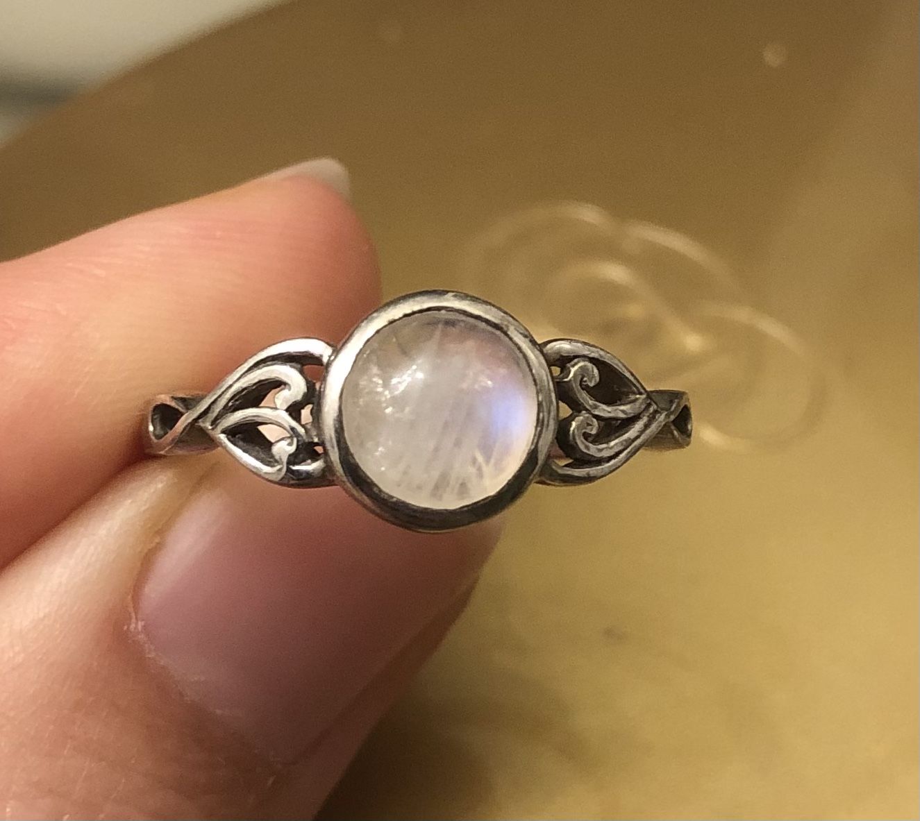 Moonstone Ring Size 8 Sterling Silver
