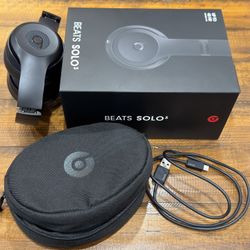 Beats Solo³ Wireless Headphones Black A1796 – Excellent Condition w/ Case, Box & Cable