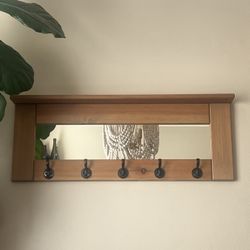 36” wall mount coat rack with mirror 