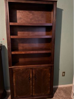 Tall 5 shelf bookcase with cherry finish