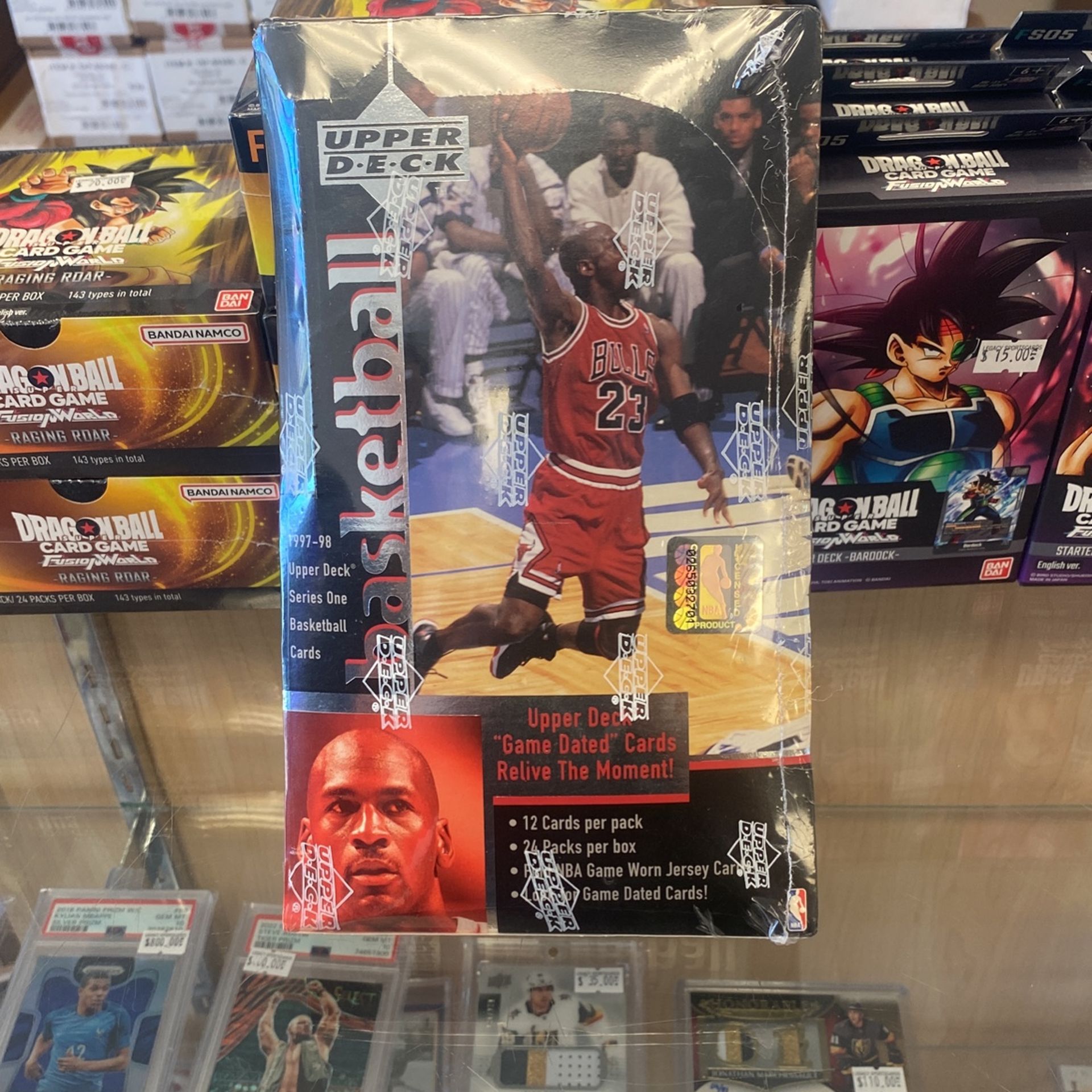 1 Basketball Upper Deck Series 1 Box - Look for "NBA Game Worn Jersey Cards" ! and "Game Dated Cards" and Michael Jordan & Kobe Bryant Cards. 