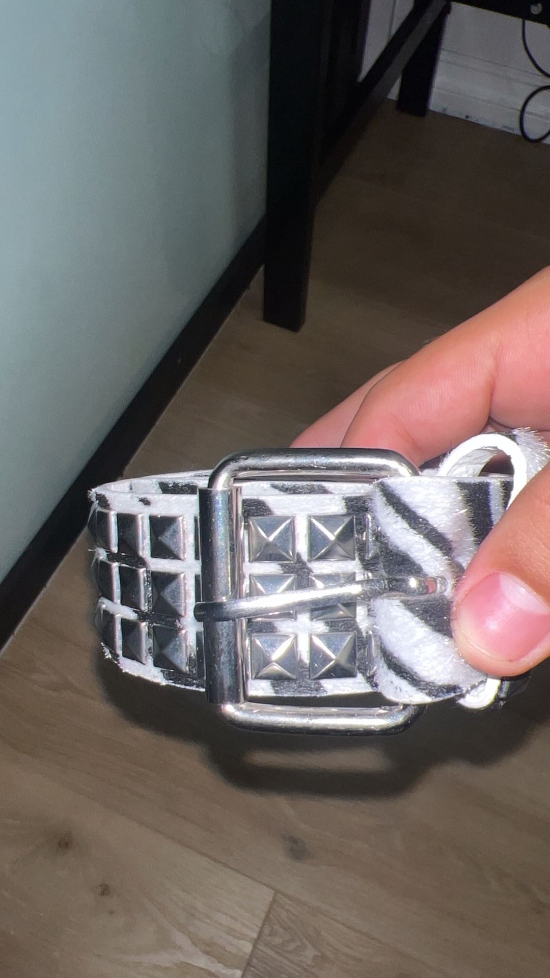 studded zebra belt y2k