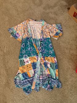 Patchwork Floral Short Sleeve Midi Dress