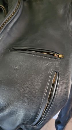 Black Leather Jacket with Gold Zippers