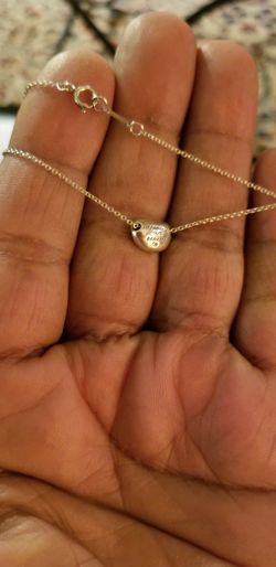 Tiffany & Co Elsa Peretti 925 Silver Bean Pendant Necklace