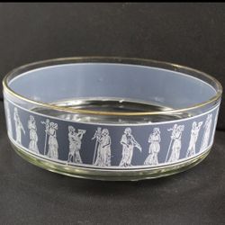 VTG Hellenic Corinthian Wedgewood Blue Serving Bowl Greek Grecian Jeanette Glass