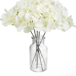  Artificial Silk Hydrangea Flowers Heads with Stems