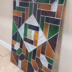 Huge XL Leaded Stained Glass Window Or Door Panel