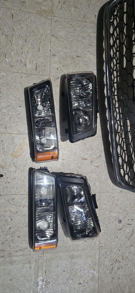 Grille,Headlight Kit, Brackets Set For 03-06 Chevy Silverado