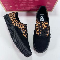 Vans Authentic Creeper Leopard Brown Black Lace Up Sneakers Women 7 Men 5.5
