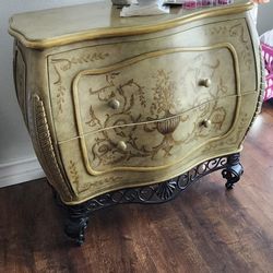 Elegant Vintage 2-Drawer Dresser / Accent Chest – Hand-Painted Details