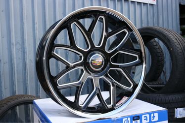 Cadillac Alloy Wheel Black Milled Chrome Lip