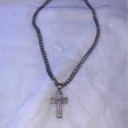 Silver Cuban-link Chain And Pendant