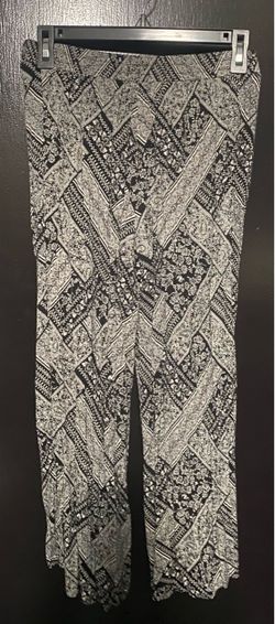 Black and White Patterned Wide-Leg Pants