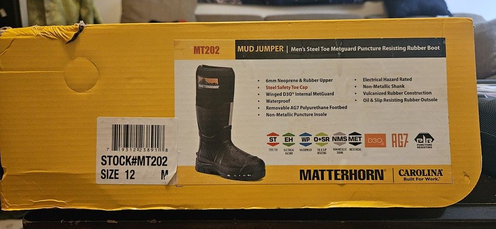MT202 Steel Toe Metguard Boots Size 12
