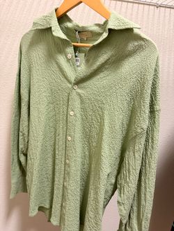 Green Textured Button-Down Shirt Size Small