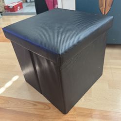 Mainstays Faux Leather Storage Ottoman Cube, Foot Stool