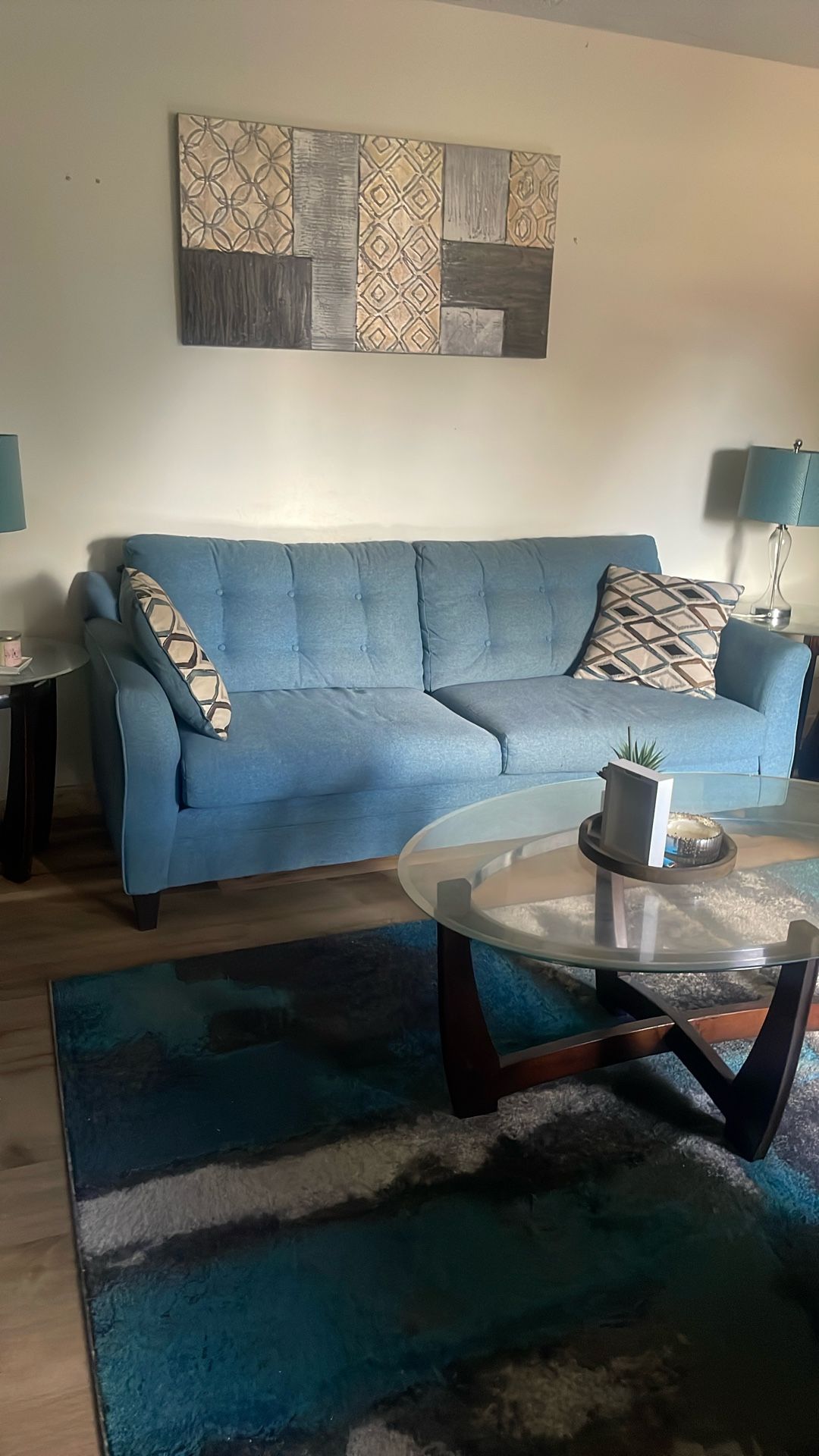 Light Blue Couch N Love Seat 