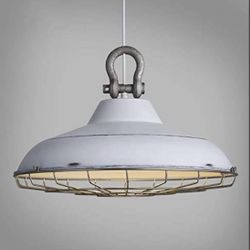 Rustic Barn Industrial Pendant Light Fixture With Wire Cage - New!